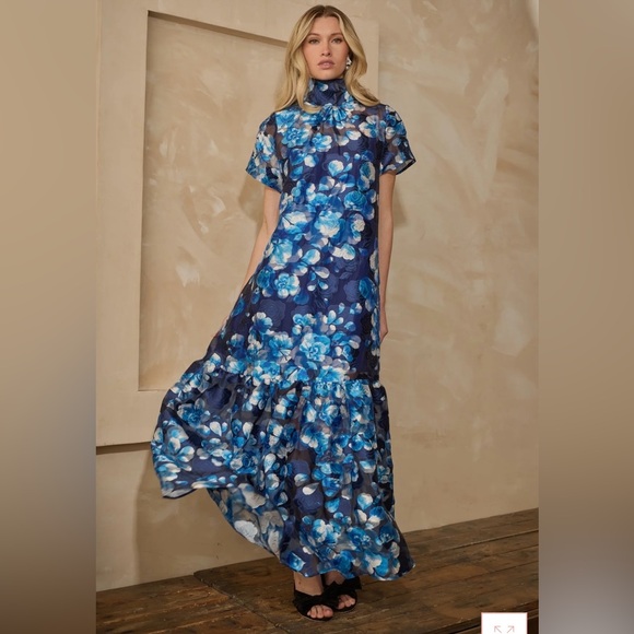 Medium Sugarlips Abay Floral Dime Organza Maxi Dress - Picture 1 of 2